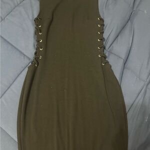 Windsor Green Sheath Dress Mock Neck Sleeveless